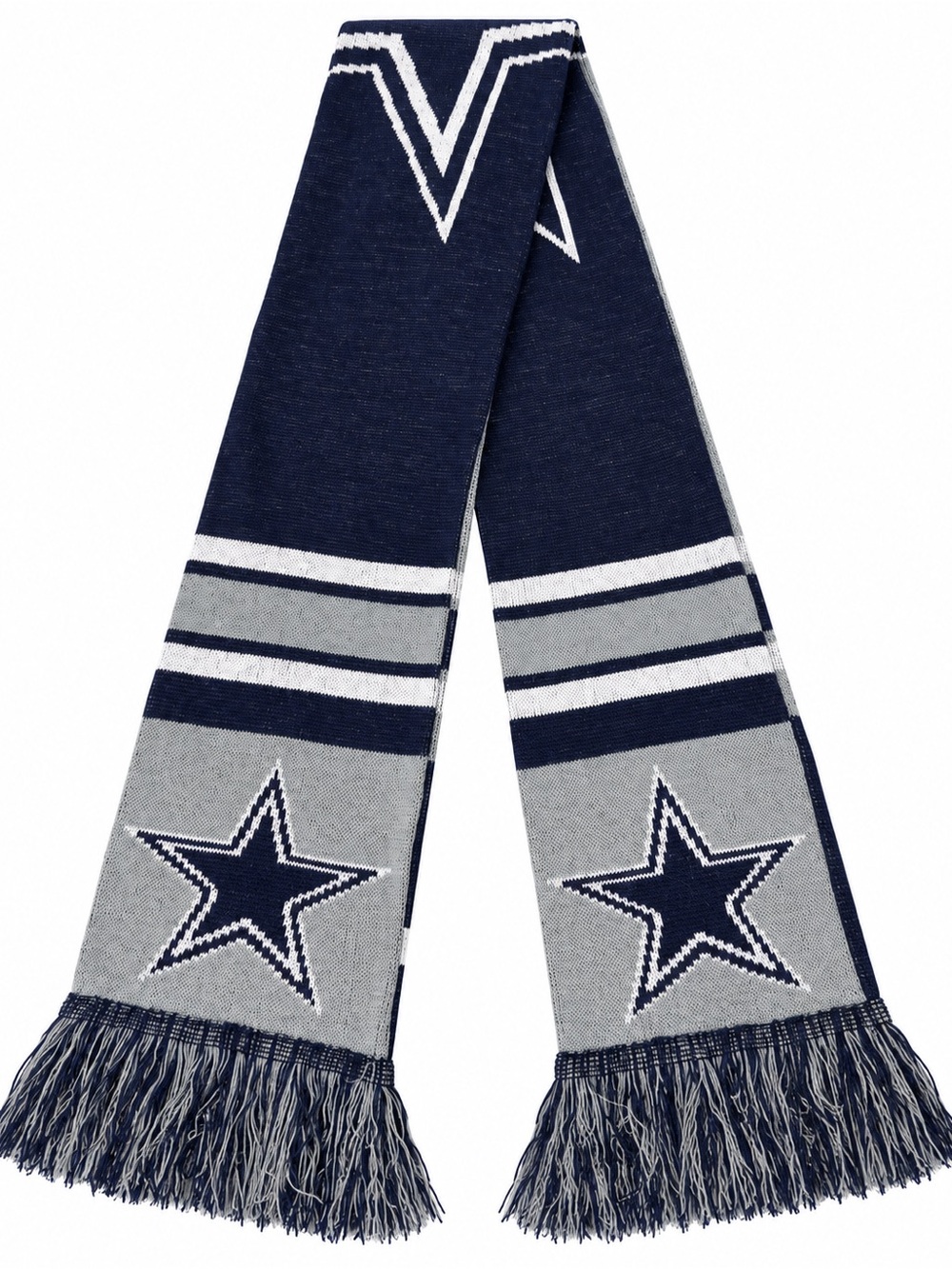 FOCO Dallas Cowboys Reversible Knit Scarf Navy Gray White NFL Football